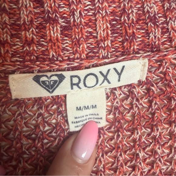 Roxy Space Dyed Open Knit Cardigan Pink Orange Boho Beach Sweater M Festival Y2K - Picture 6 of 9